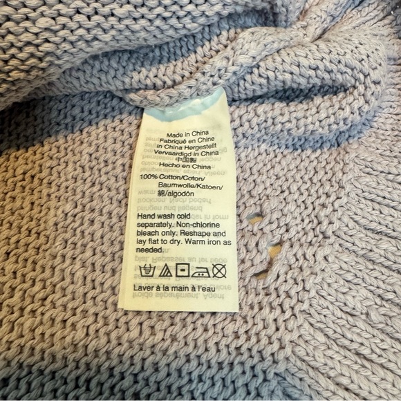 Madewell Purple Floral Pointelle Crew Neck Sweater 100% Cotton Womens Small - Picture 3 of 8